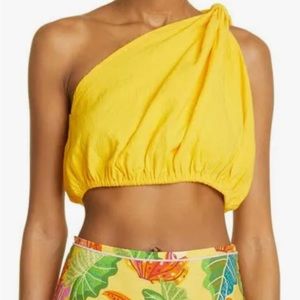 FARM Rio Yellow One Shoulder Tank Top